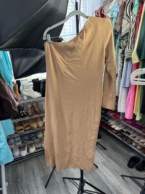 Banana Republic One-Shoulder Tan Knit Dress